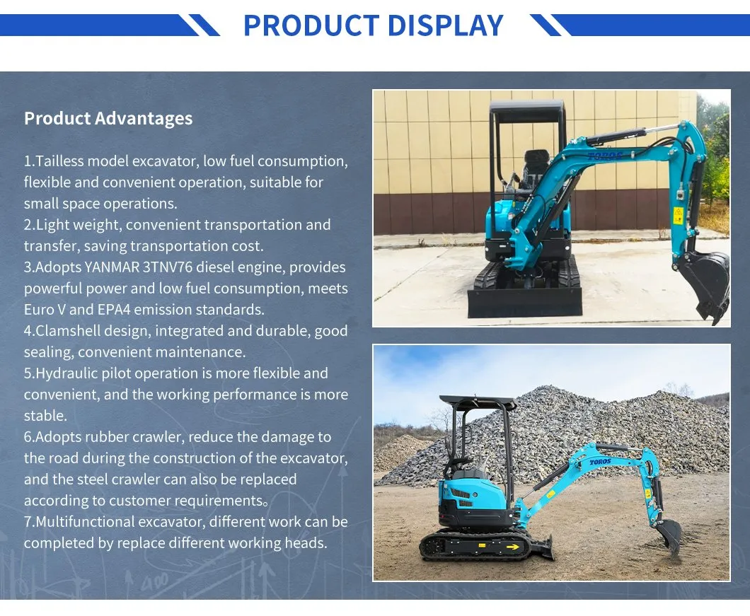 2020 New Product 2ton Mini Excavator Small Excavator with Boom Swing