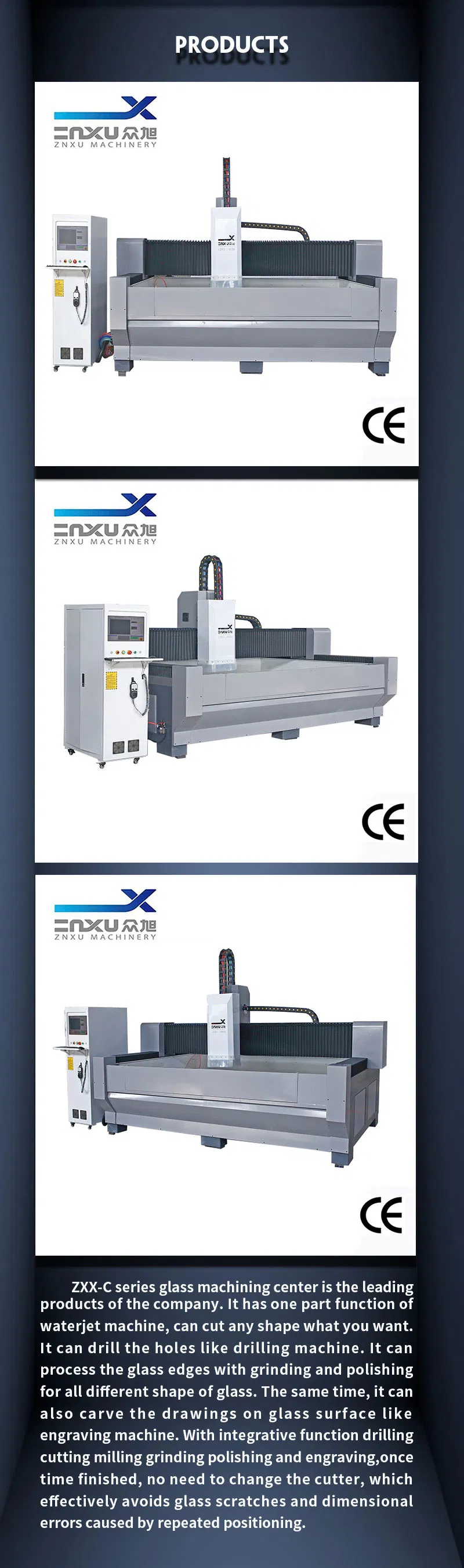 High Quality Zxx-C3018 CNC Glass/ Acrylic/Ceramic Tiles/Rock Plates Working Center